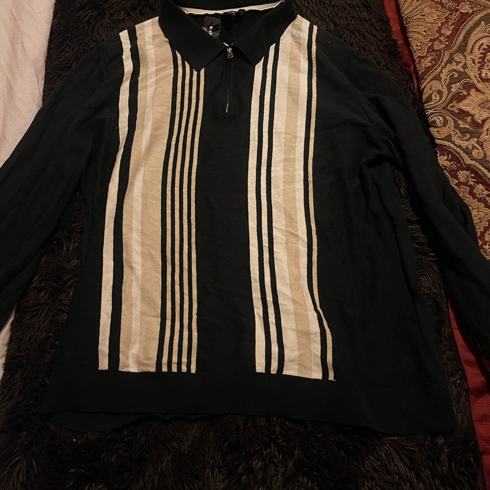 Vintage Black and Beige Striped Sweater